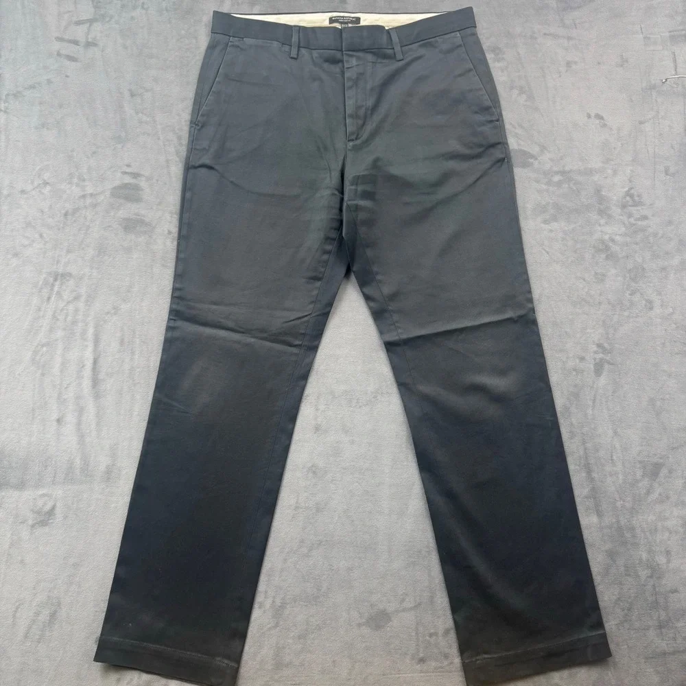 Banana Republic Aiden Slim Fit Chinos Mens 35x32 Black Flat Front Dress Pants